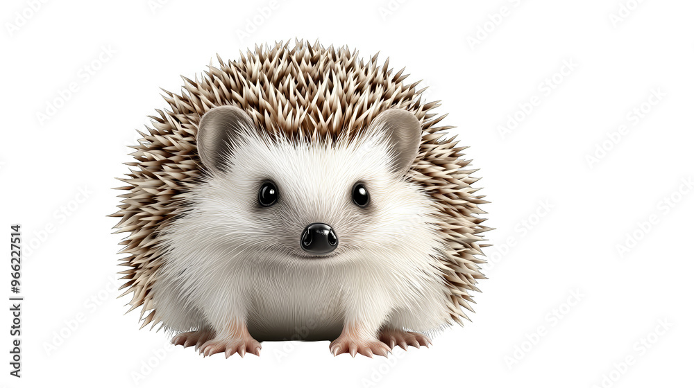 A cute and fluffy hedgehog with a round body and soft quills, perfect for nature or animal-themed projects.