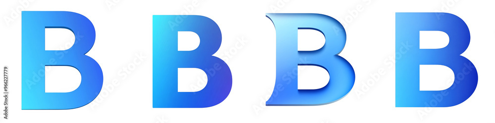 Alphabet B, Blue Gradient, Logo design, alphabet, isolated on a transparent background Alphabet B, Blue Gradient, Logo design, alphabet, isolated on a transparent background