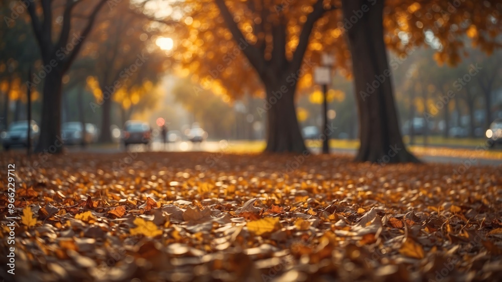 Image golden autumn leaves on the road in the park, wallpaper Image golden autumn leaves on the road in the park, wallpaper