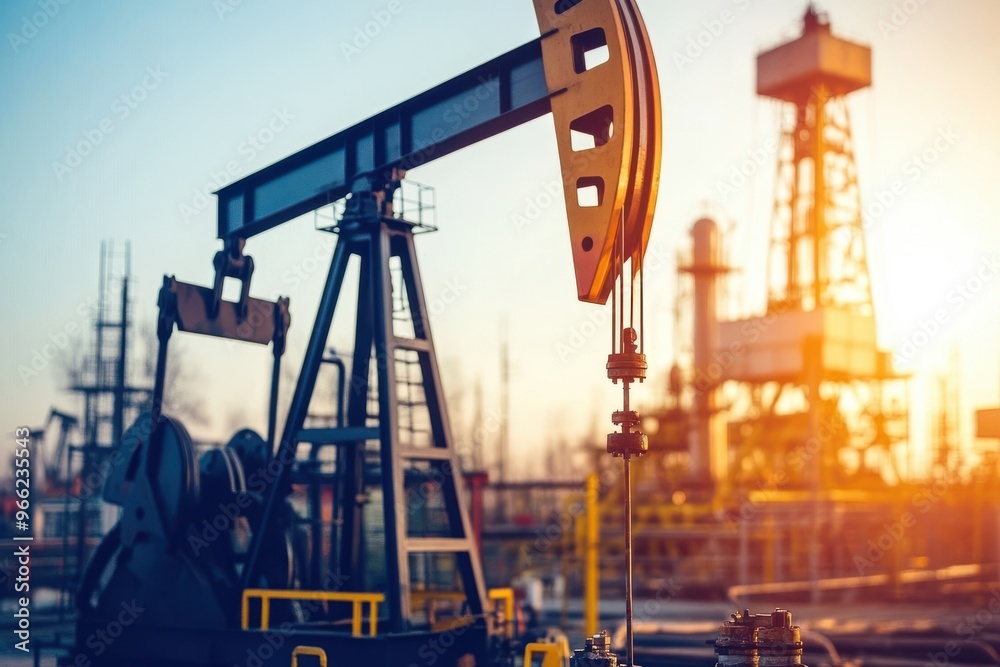 Drilling Rig In Rural Foto de Oil Field with Drilling Rigs and Storage Tanks in a Rural ...