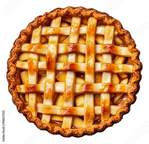 PNG Golden lattice apple pie, freshly baked photo