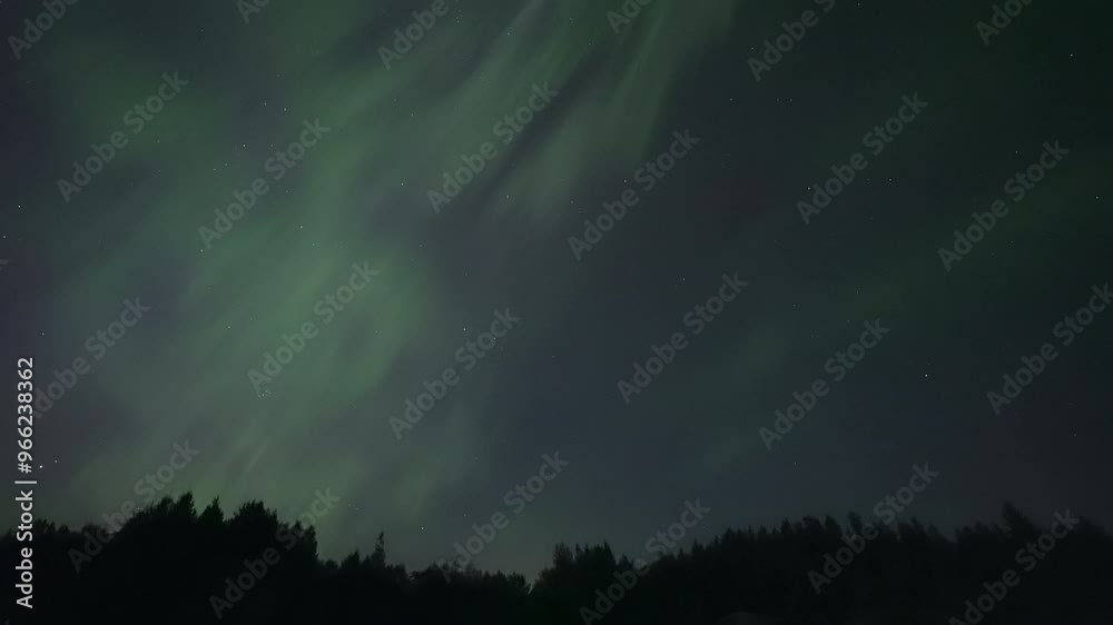 Shooting stars among pulsating northern lights, real-time video Shooting stars among pulsating northern lights, real-time video