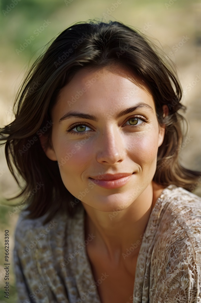 Portrait of a young beautiful woman with gentle smile in outdoor sense. Portrait of a young beautiful woman with gentle smile in outdoor sense.
