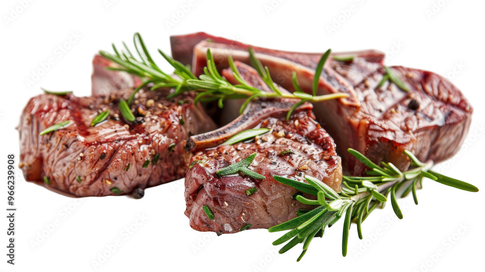 Grilled lamb chops with rosemary transparent background Grilled lamb chops with rosemary transparent background