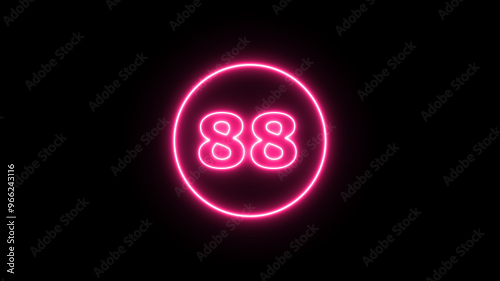 Glowing neon number 88 , neon light colorful number of illustration on black background. Glowing neon lighting on dark background. Numbers futuristic style Glowing neon number 88 , neon light colorful number of illustration on black background. Glowing neon lighting on dark background. Numbers futuristic style