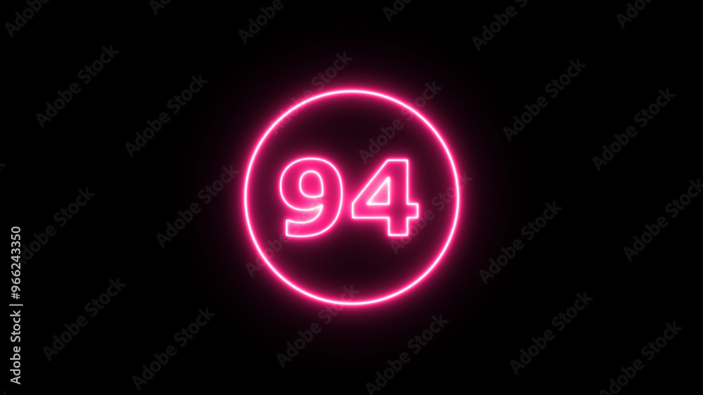 Glowing neon number 94 , neon light colorful number of illustration on black background. Glowing neon lighting on dark background. Numbers futuristic style Glowing neon number 94 , neon light colorful number of illustration on black background. Glowing neon lighting on dark background. Numbers futuristic style
