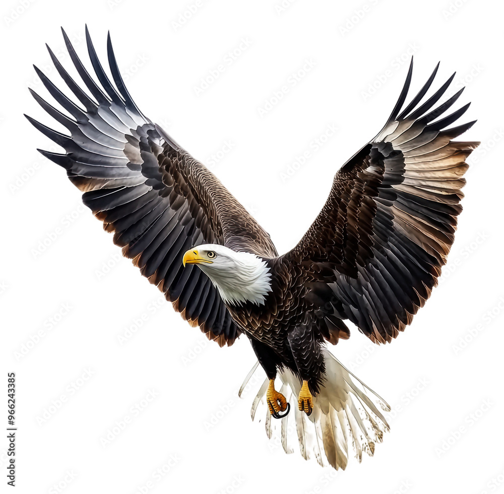 Fototapeta premium PNG Bald eagle soaring over a pristine landscape