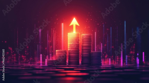 Financial Growth: Upward Trend with Rising Coins and Arrow