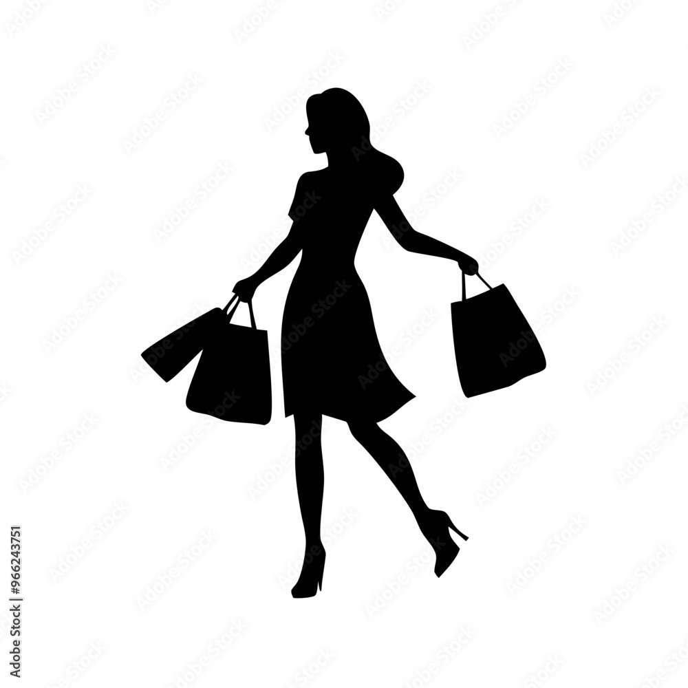 silhouette of a woman with shopping bags silhouette of a woman with shopping bags