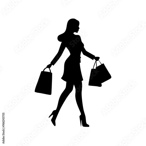 silhouette of a woman with shopping bags