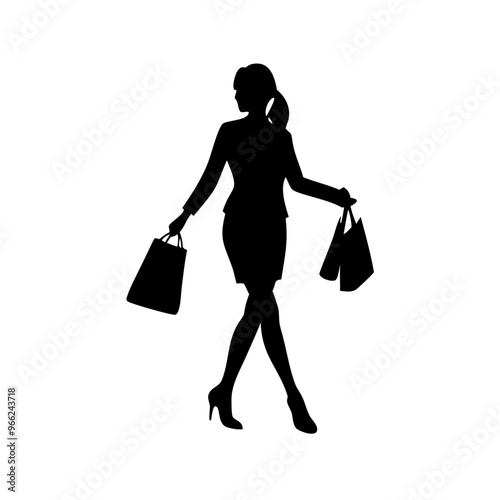 silhouette of a woman with shopping bags