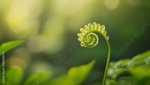 Spiral Fern Frond Close-Up in Lush Green photo