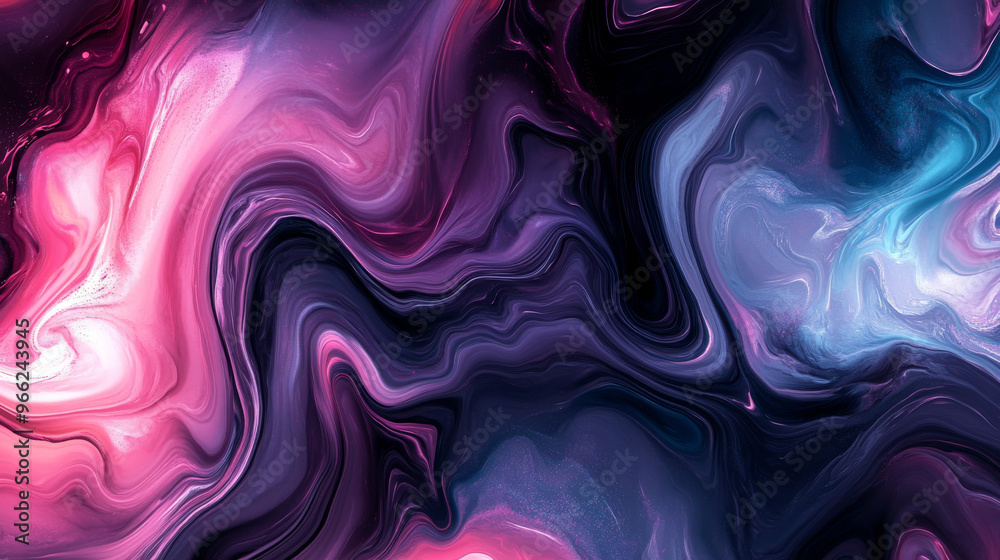 Swirling colors create a beautiful abstract pattern. The mix of purple, pink, blue, black, and white creates a vibrant, artistic look. Swirling colors create a beautiful abstract pattern. The mix of purple, pink, blue, black, and white creates a vibrant, artistic look.