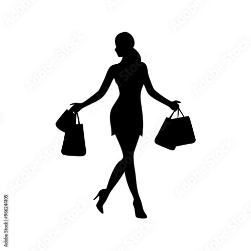 silhouette of a woman with shopping bags
