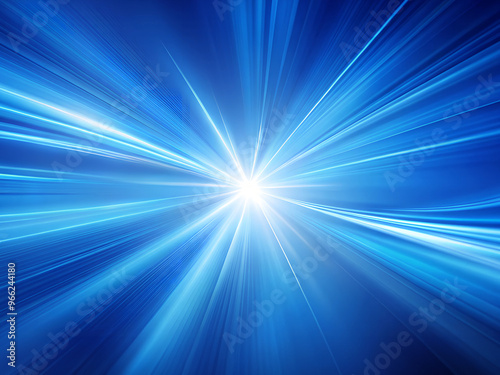 Blue light speed background with rays of energy, fast motion blur, and glow for a high-technology concept.