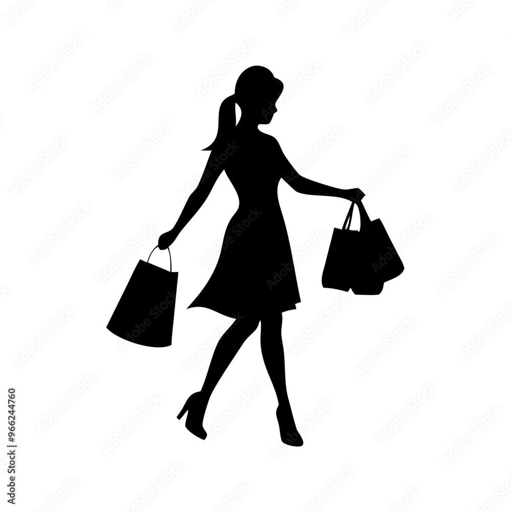 silhouette of a woman with shopping bags silhouette of a woman with shopping bags