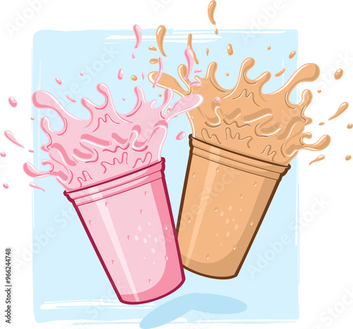 Fresh Cold Chocolate Strawberry Beverage Drink Illustration