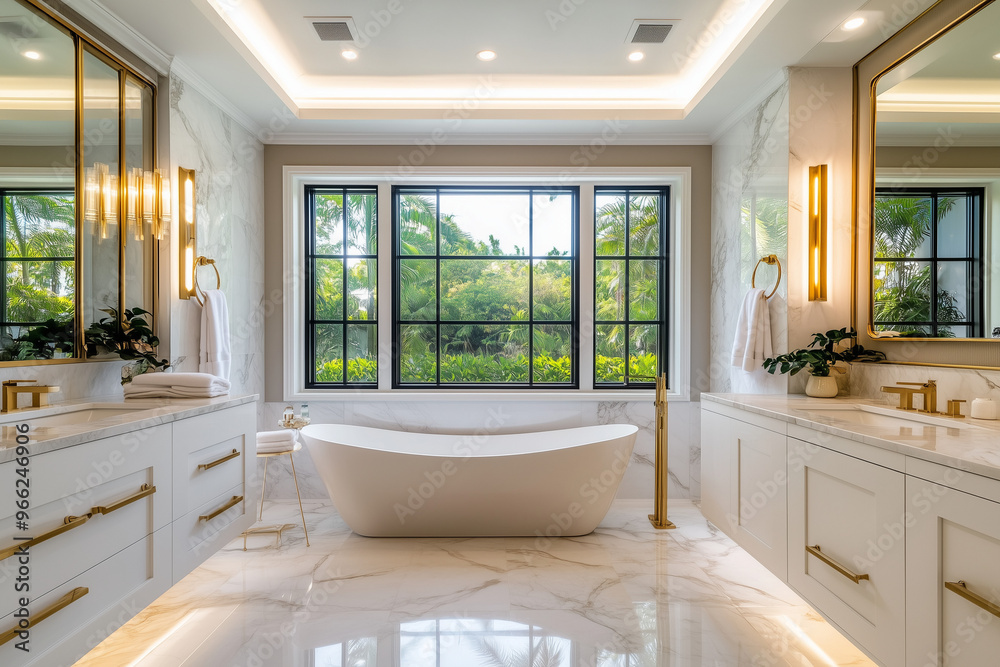Fototapeta premium Luxury Bathroom with Marble Finishes