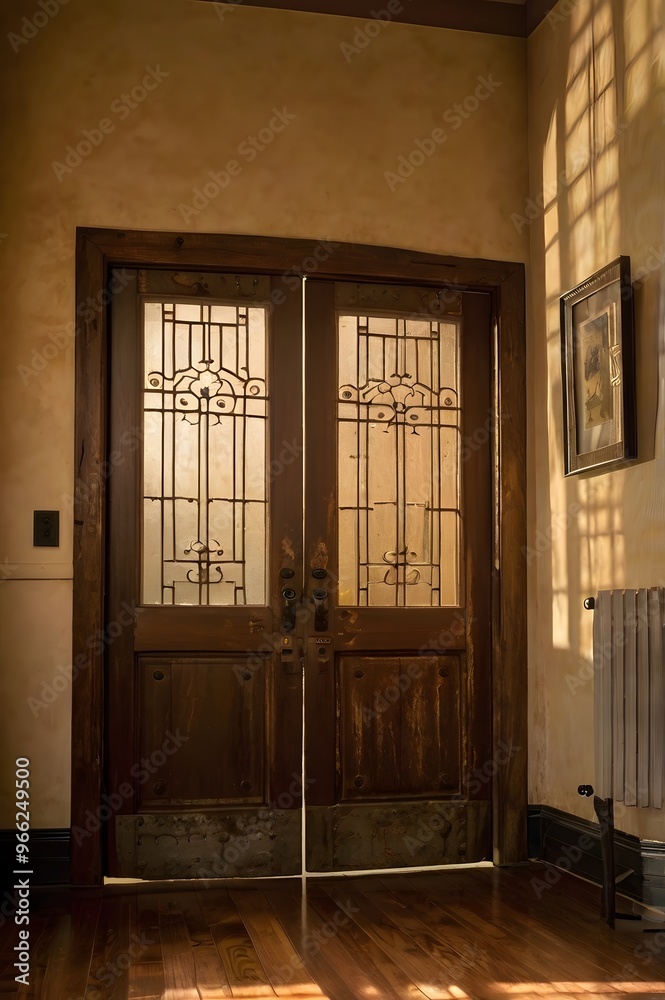 A rustic wooden door in old abandoned house. A rustic wooden door in old abandoned house.