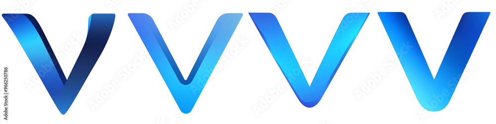 Letter V, Blue Gradient, Logo design, alphabet, isolated on a transparent background Letter V, Blue Gradient, Logo design, alphabet, isolated on a transparent background