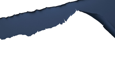ripped navy blue paper corner isolated on transparent background