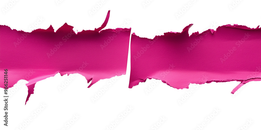 Roughly torn pink magenta paper strip with jagged edges isolated on transparent background Roughly torn pink magenta paper strip with jagged edges isolated on transparent background