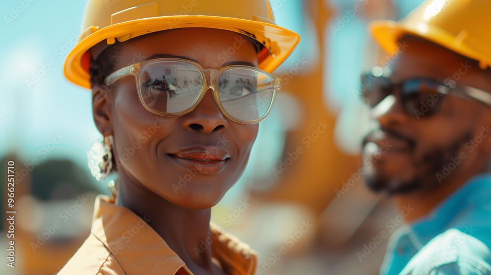 A Man and a Woman Engineer at a Construction Site in Safety Gear A Man and a Woman Engineer at a Construction Site in Safety Gear