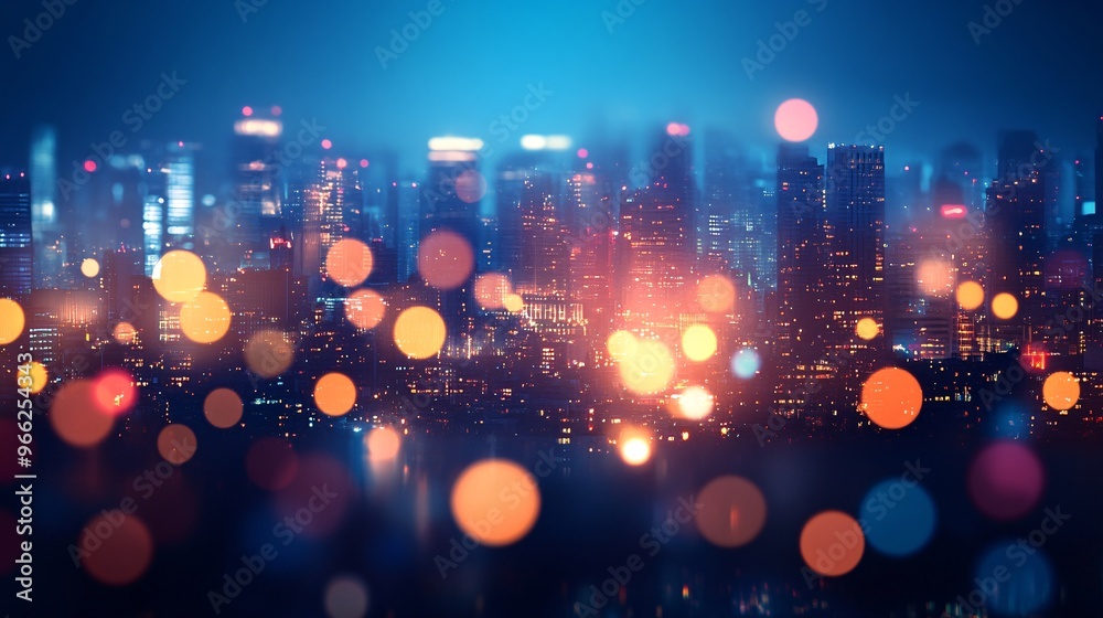 Glimmering City Nights Bokeh Light Magic in Urban Landscape Glimmering City Nights Bokeh Light Magic in Urban Landscape