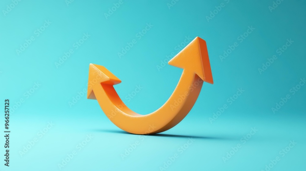 Orange Curved Arrow 3D Render Minimal Design Orange Curved Arrow 3D Render Minimal Design
