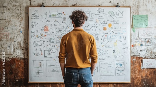 Man Brainstorming Ideas on Whiteboard - Business Strategy
