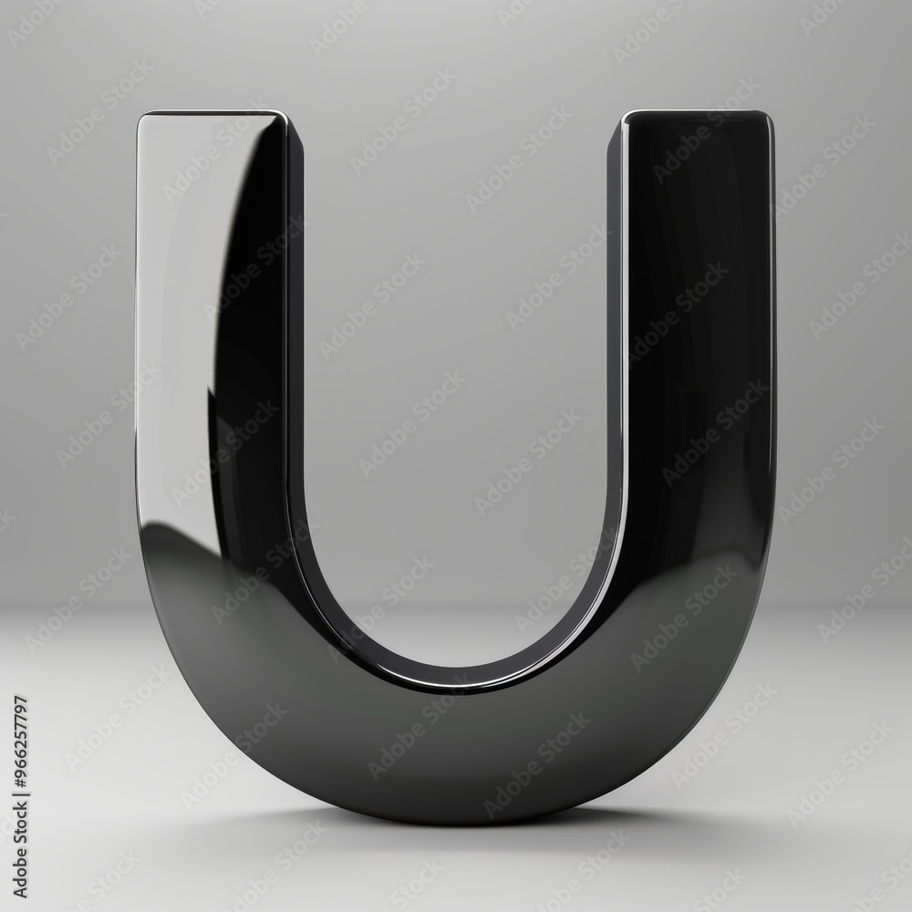 3D-rendered letter U in perspective font, highlighting its sleek, modern design with clean lines 3D-rendered letter U in perspective font, highlighting its sleek, modern design with clean lines