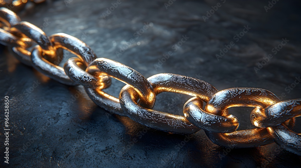 Golden Chain Closeup on Dark Background