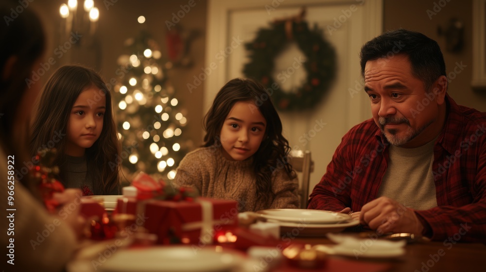 A family enjoys a Christmas celebration, bonding over seasonal traditions and gifts A family enjoys a Christmas celebration, bonding over seasonal traditions and gifts