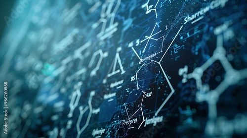 Close-up of science formulas on a clear computer screen, digital transparency effect, vivid. 32k, full ultra hd, high resolution photo