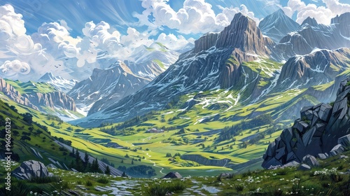 Wallpaper Mural landscape of a valley in the mountains Torontodigital.ca