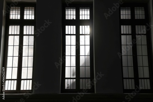 Silhouette old windows Interior shot of silhouette old windows