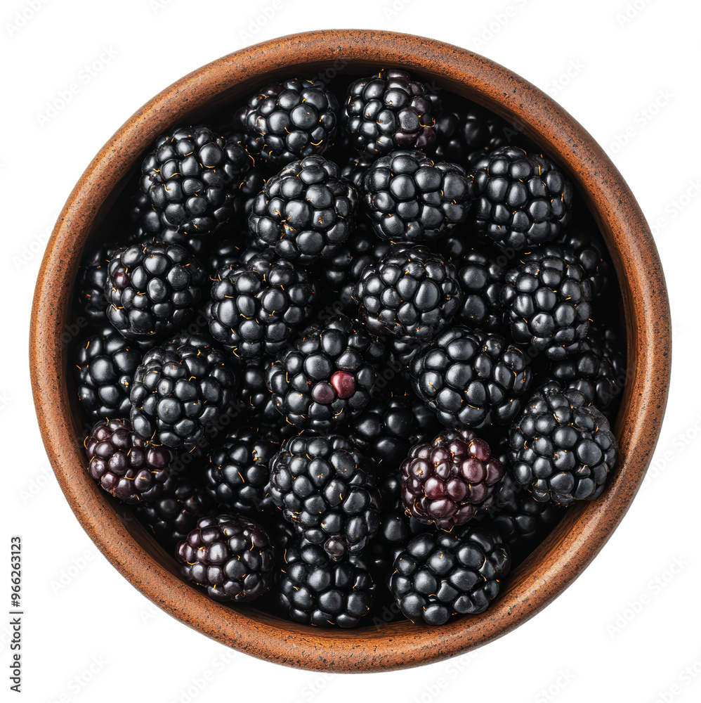 PNG Fresh blackberries in a brown bowl on a table PNG Fresh blackberries in a brown bowl on a table