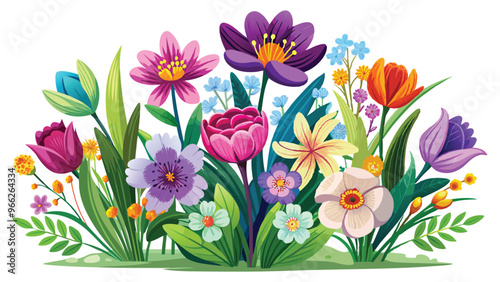 spring season flowers, vector art illustration background.AI GENERATED