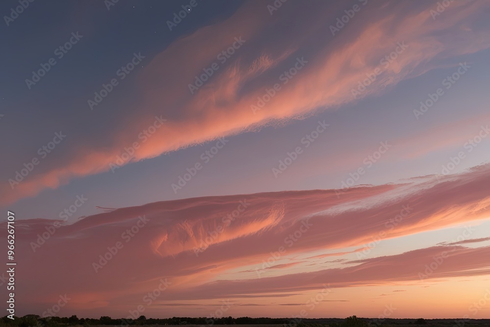 Obraz premium Blush and Apricot Cloudscape in Vibrant Morning Sky at Sunset