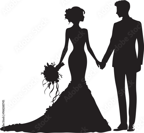 silhouette of bride and groom