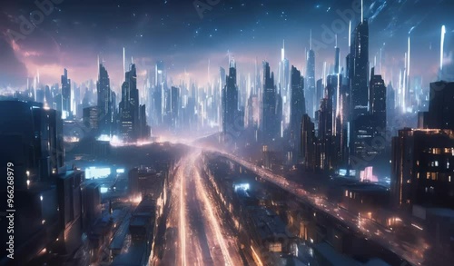 Futuristic Cityscape at Night
