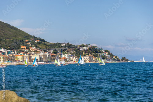 Fototapeta Naklejka Na Ścianę i Meble -  view of the city with the sailingboats 