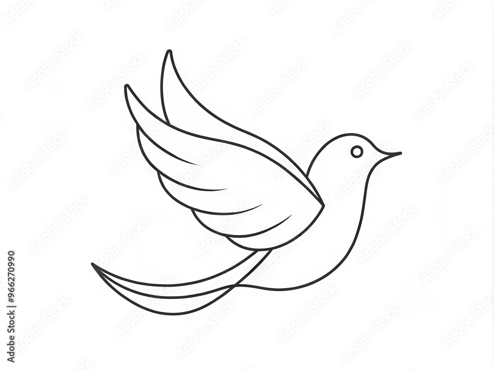 Simple yet elegant line drawing of a bird in flight, minimalist design emphasizes clean lines, gentle curves, and Simple yet elegant line drawing of a bird in flight, minimalist design emphasizes clean lines, gentle curves, and
