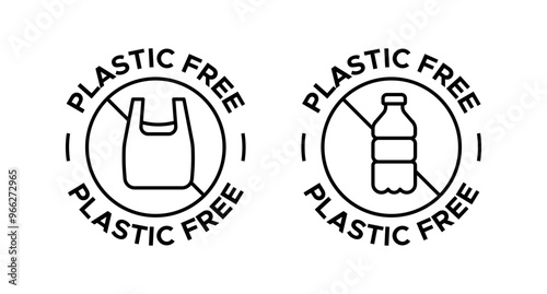 Plastic free icon vector set. No plastic symbol