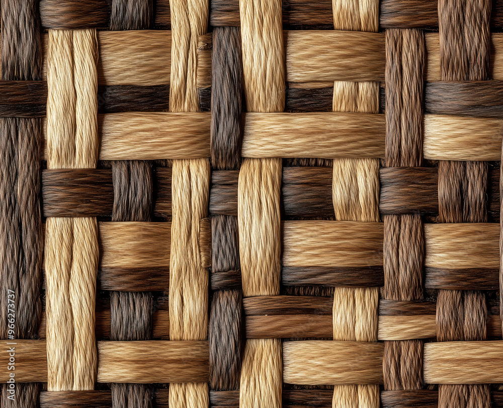 Seamless pattern of natural weaved cane. close-up view of intricate woven cane texture pattern in various shades of brown and beige Seamless pattern of natural weaved cane. close-up view of intricate woven cane texture pattern in various shades of brown and beige
