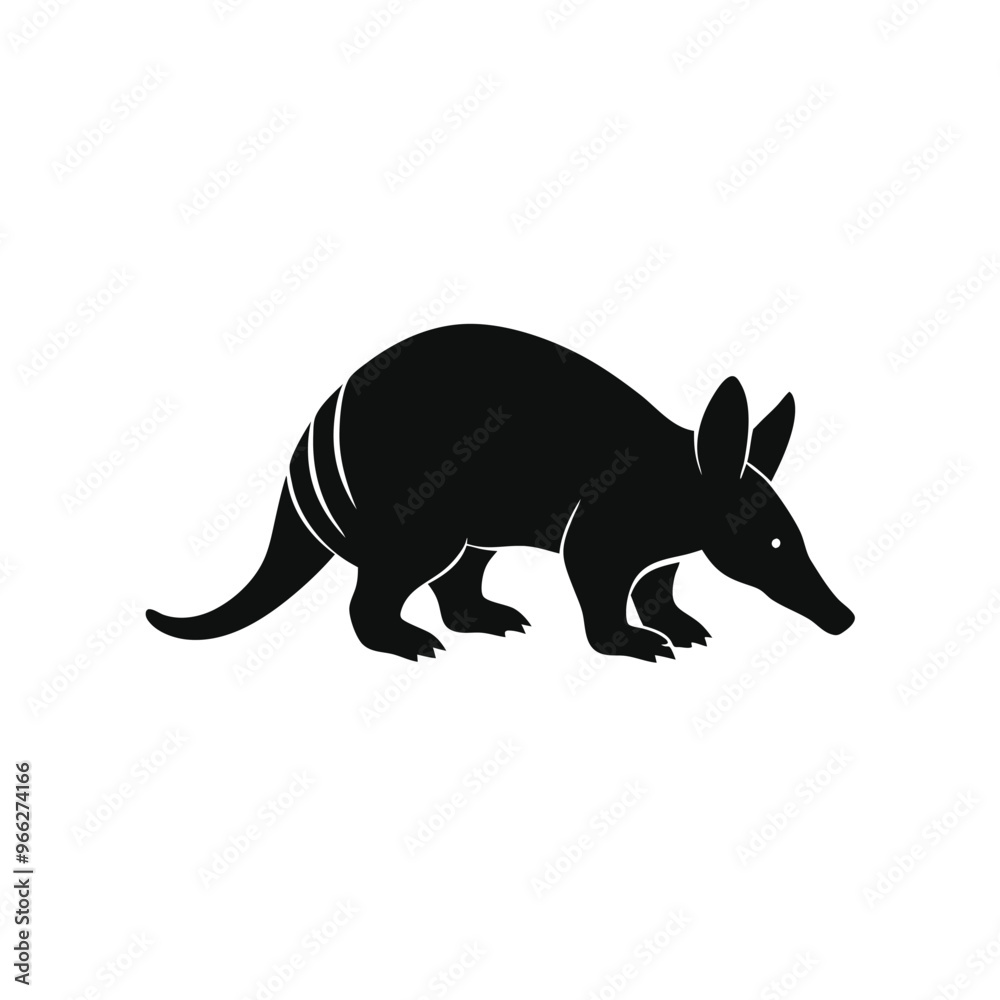Obraz premium A Black and White Armadillo vector illustration clipart, black color silhouette 