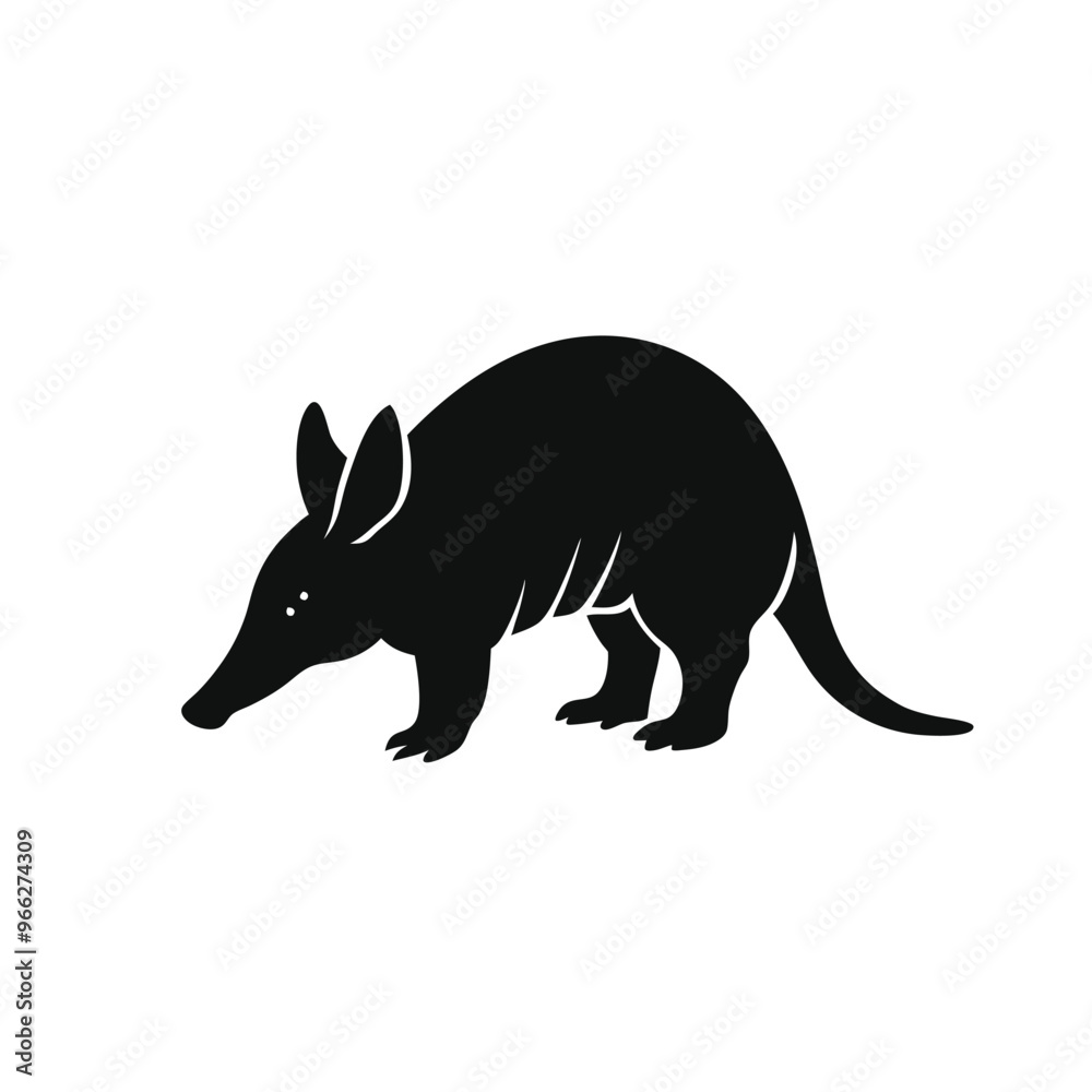 Obraz premium A Black and White Armadillo vector illustration clipart, black color silhouette 