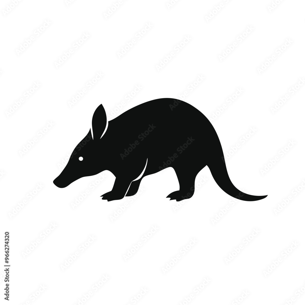 Obraz premium A Black and White Armadillo vector illustration clipart, black color silhouette 