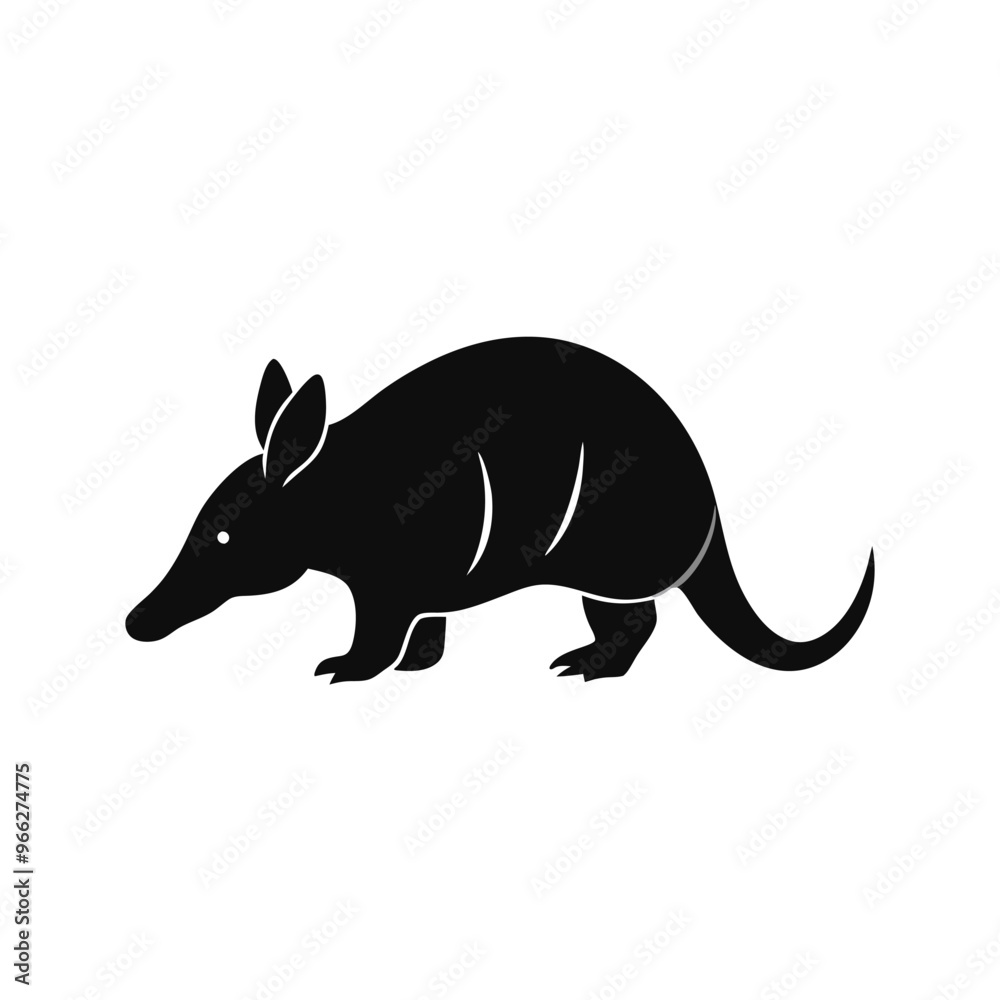 Obraz premium A Black and White Armadillo vector illustration clipart, black color silhouette 