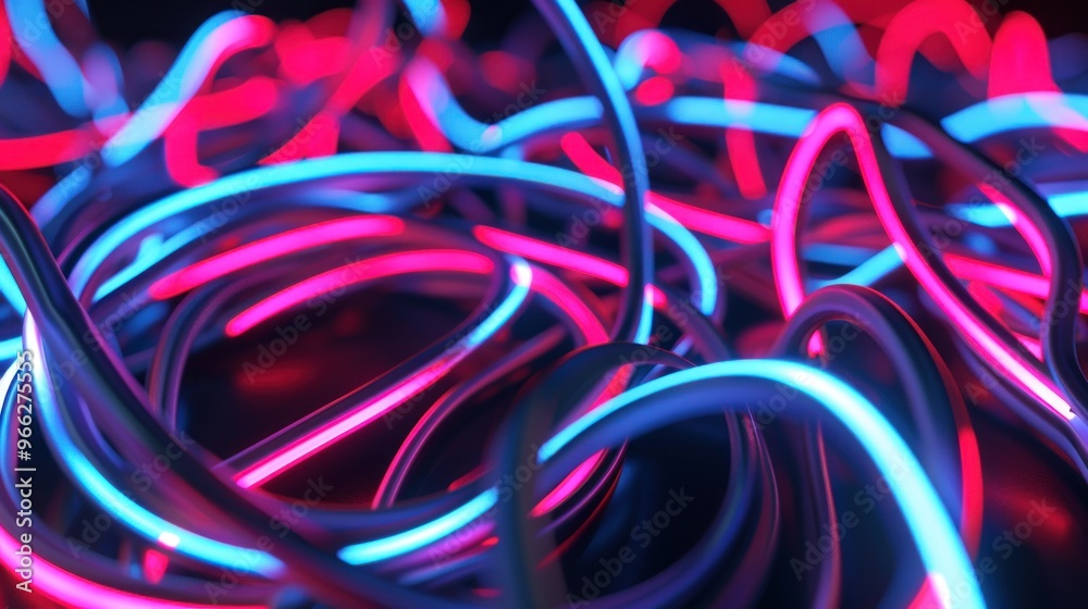 Abstract Neon Lines in Blue and Pink Abstract Neon Lines in Blue and Pink